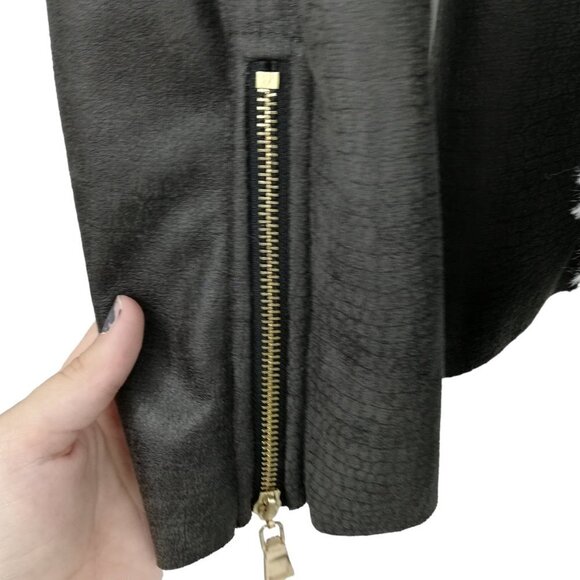 Soft Surroundings Open Front Faux Fur Lining Jacket Coat Size XL Exposed Zippers - Picture 2 of 9